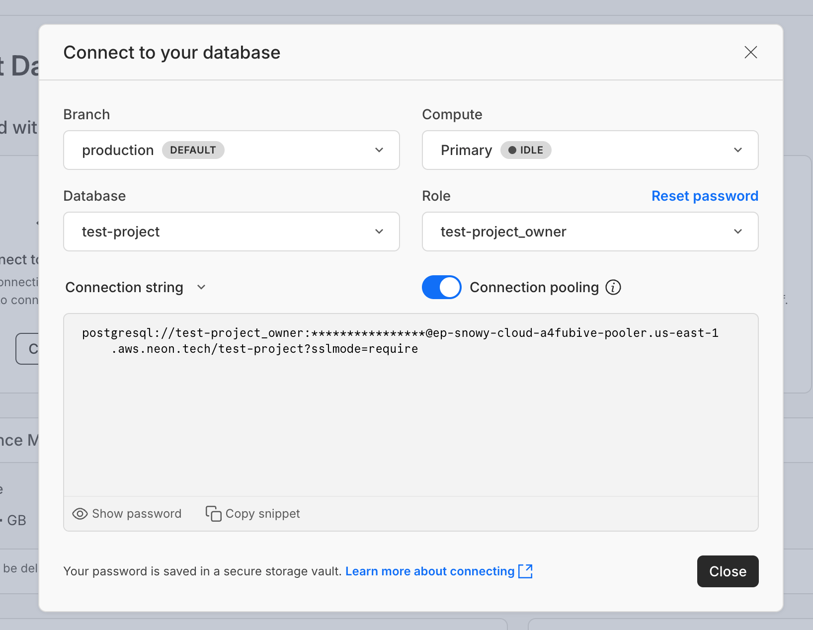 Copy Connection String